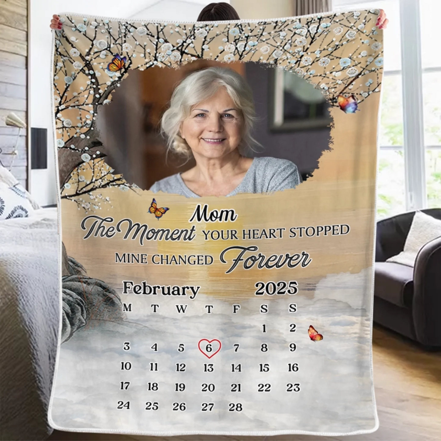 Custom Photo Blanket - Personalized Memorial Sympathy Gifts For Loss Of Mom, Dad - I Carry You In My Heart