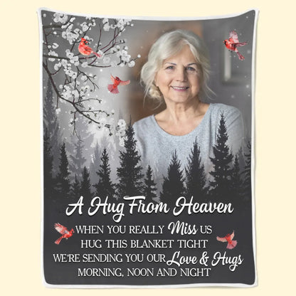 Custom Photo Cardinal Blanket - Personalized Memorial Sympathy Gifts For Loss Of Mom, Dad - A Sign From Heaven