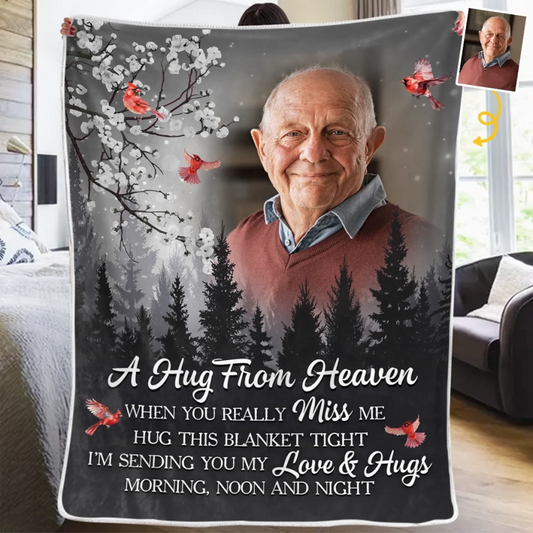 Custom Photo Cardinal Blanket - Personalized Memorial Sympathy Gifts For Loss Of Mom, Dad - A Sign From Heaven