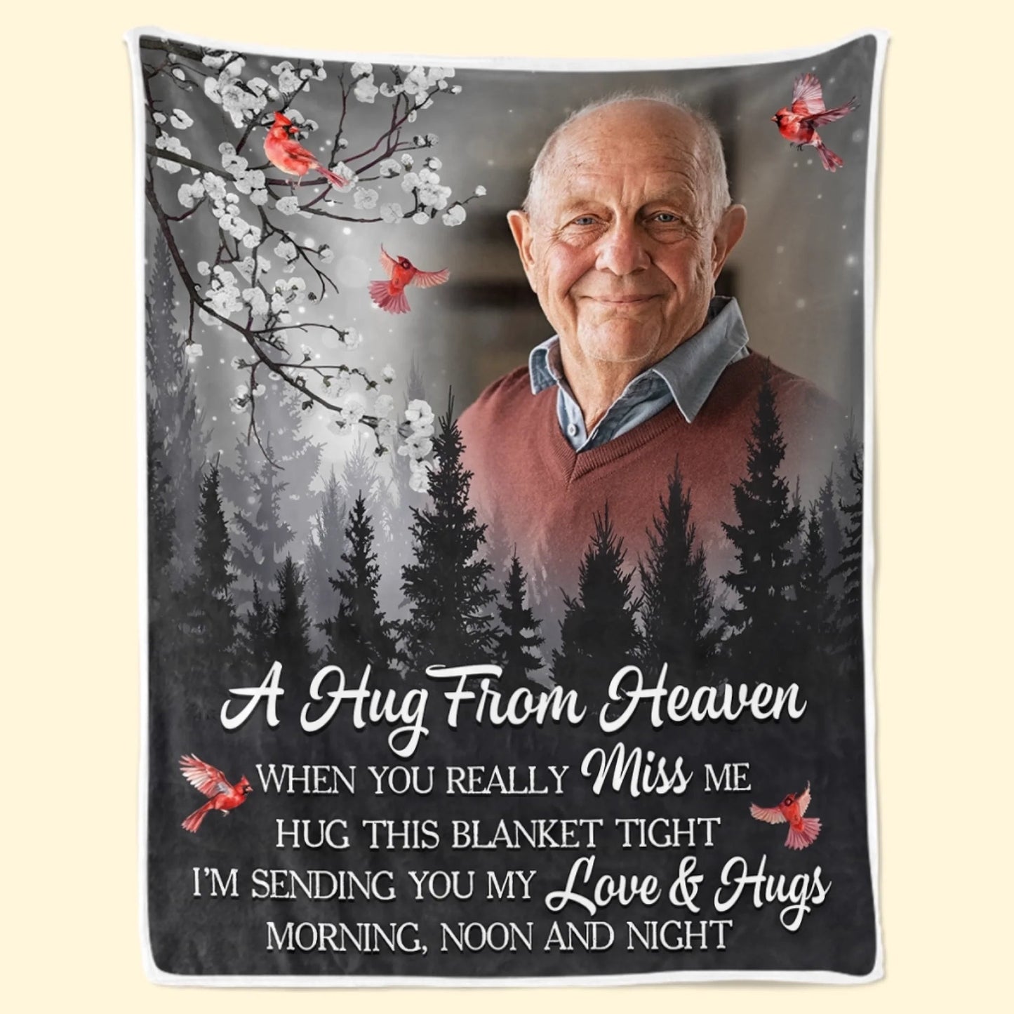 Custom Photo Cardinal Blanket - Personalized Memorial Sympathy Gifts For Loss Of Mom, Dad - A Sign From Heaven