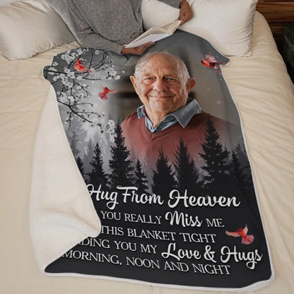 Custom Photo Cardinal Blanket - Personalized Memorial Sympathy Gifts For Loss Of Mom, Dad - A Sign From Heaven