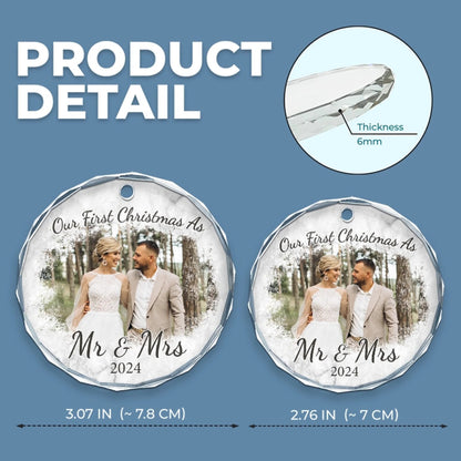 Christmas Birthday Gifts for Her, Wife, Custom Wedding Glass Ornament, Mr and Mrs Gifts - New Arrival, Christmas Gift For Pet Owners, Pet Lovers, First Christmas AMZ
