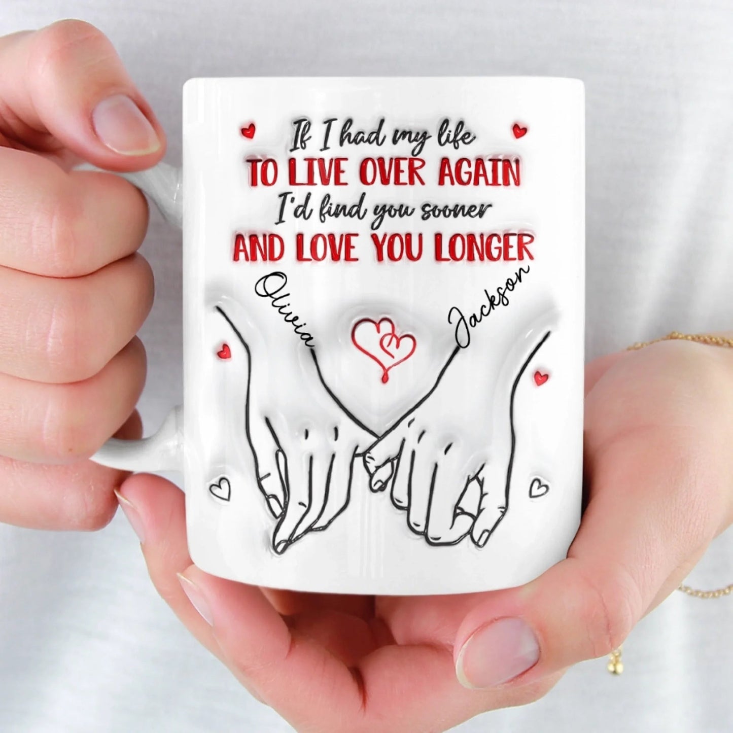 Custom 3D Inflated Effect Printed Ceramic Mug - Personalized Anniversary Wedding Gifts For Husband And Wife, Him And Her - Love Feels Easy With You