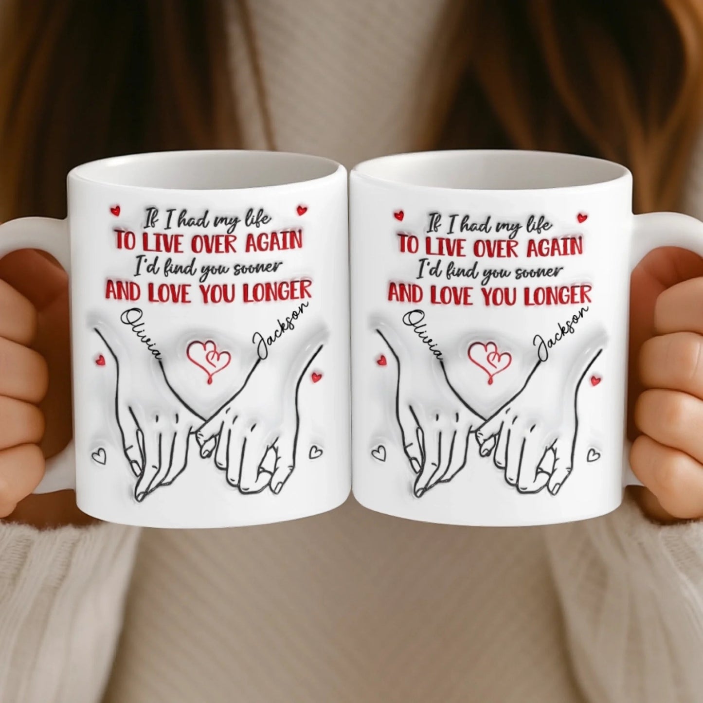 Custom 3D Inflated Effect Printed Ceramic Mug - Personalized Anniversary Wedding Gifts For Husband And Wife, Him And Her - Love Feels Easy With You