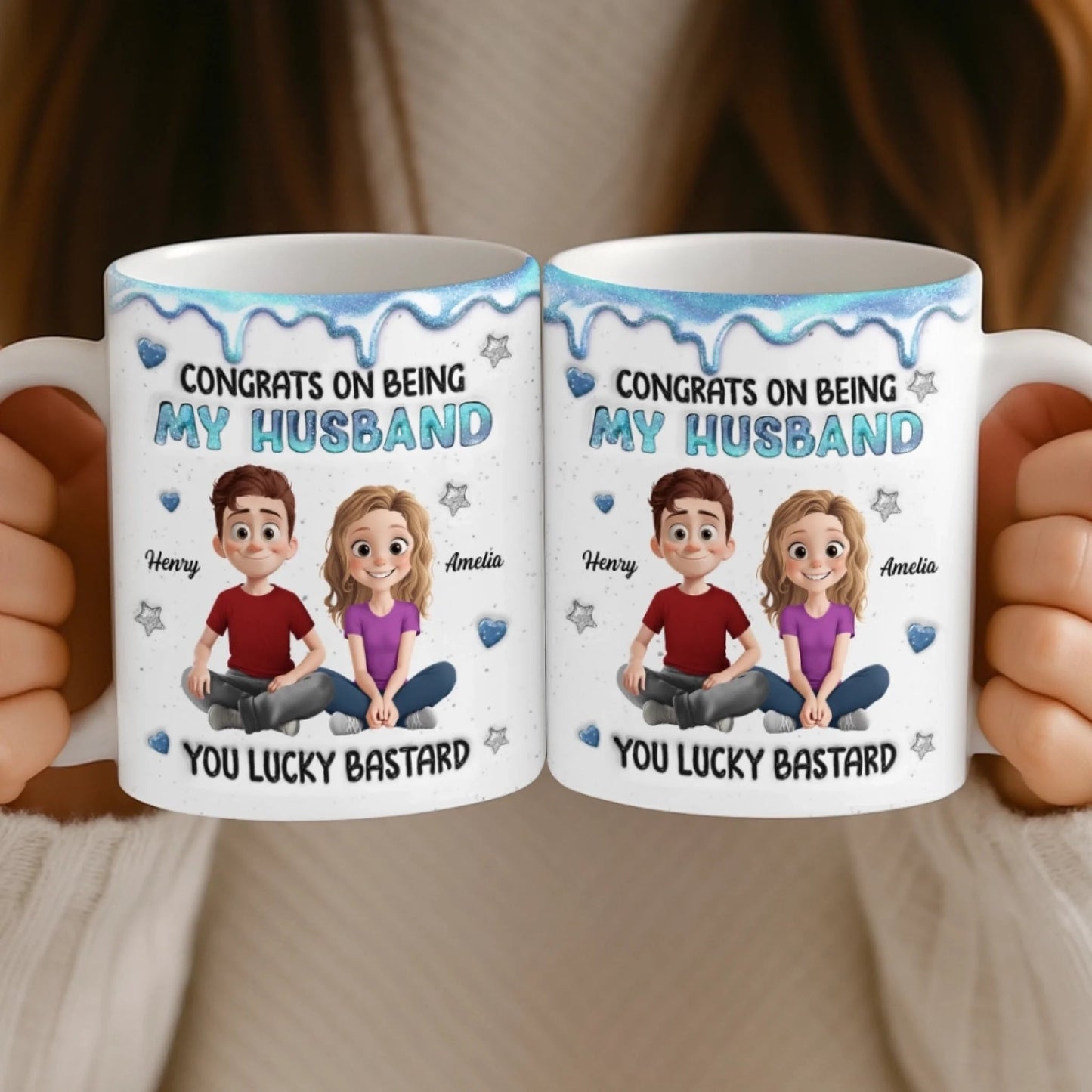 Custom 3D Inflated Effect Printed Ceramic Mug - Personalized Anniversary Wedding Gifts For Husband And Wife, Him And Her - Love Chosen Again And Again