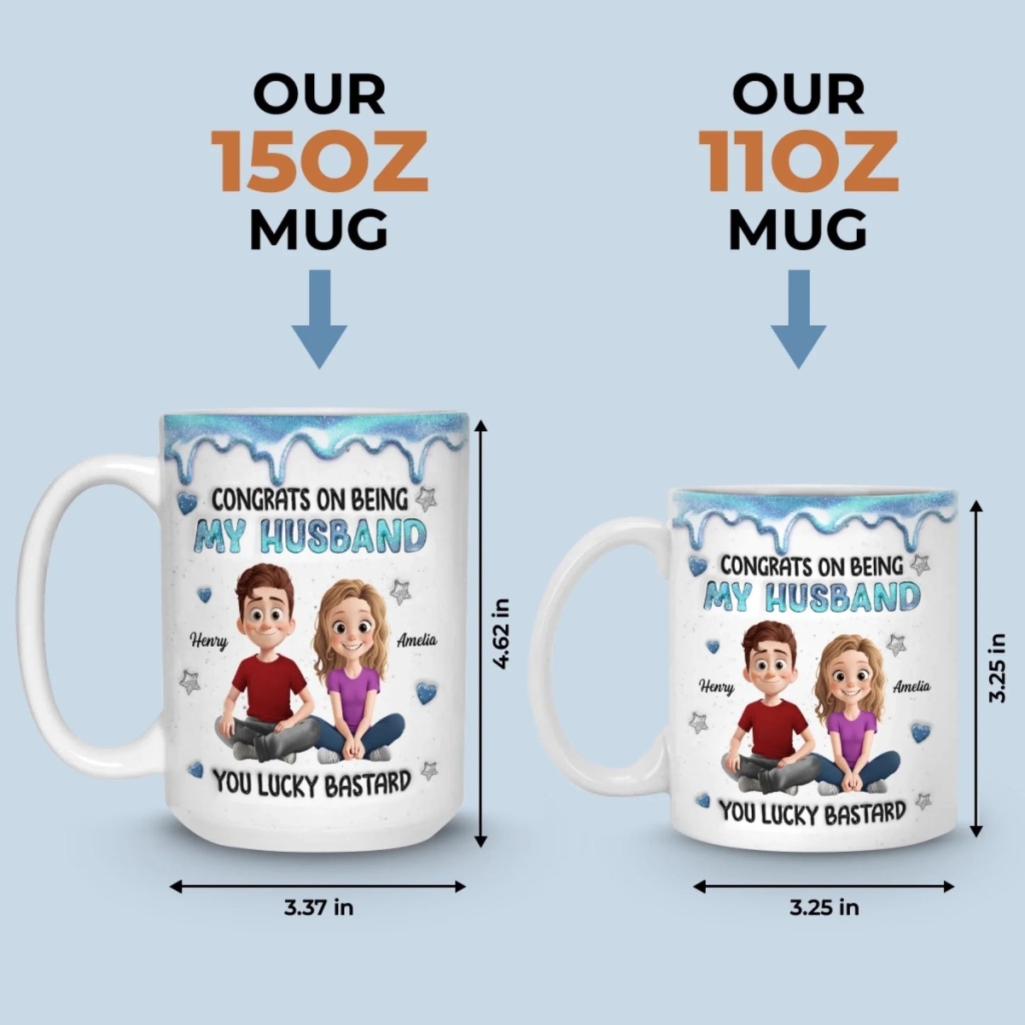 Custom 3D Inflated Effect Printed Ceramic Mug - Personalized Anniversary Wedding Gifts For Husband And Wife, Him And Her - Love Chosen Again And Again