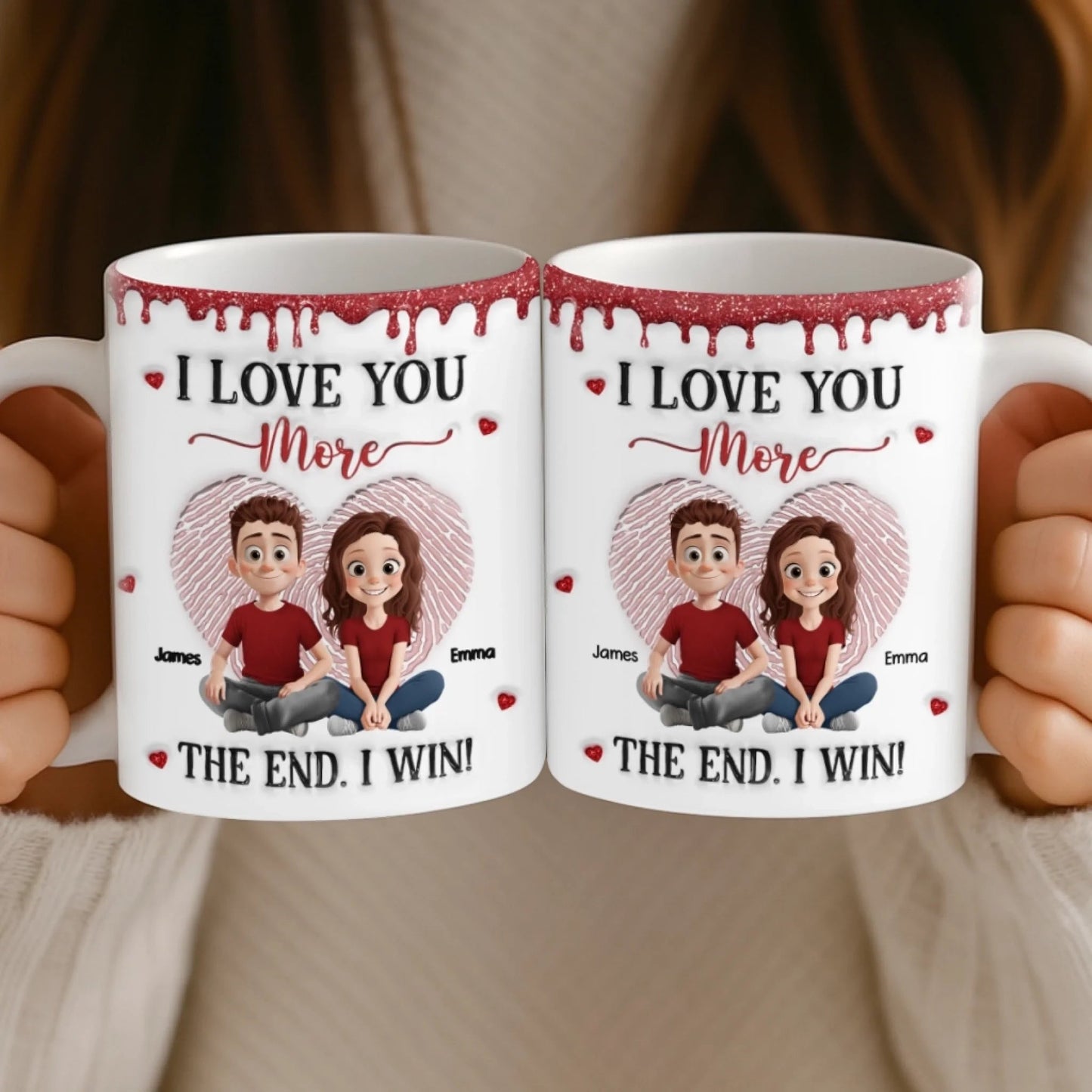Custom 3D Inflated Effect Printed Ceramic Mug - Personalized Anniversim And Her - Together Is Where Peace Livesary Wedding Gifts For Husband And Wife, H