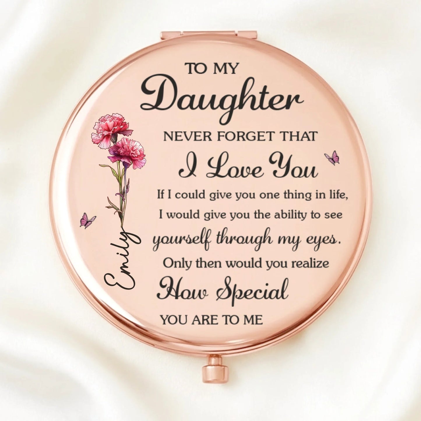 Custom Compact Mirror - Personalized Birthday Gifts For Daughter - Always My Girl, Forever Loved