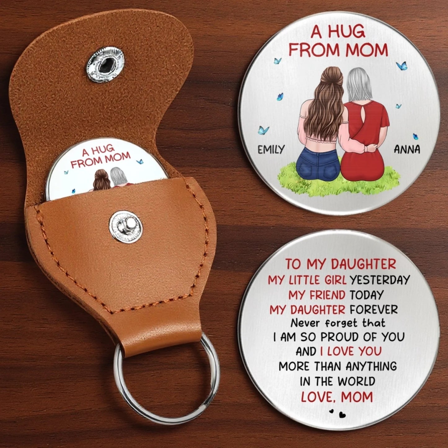 Custom Pocket Hug - Personalized Mother's Day Birthday Gifts For Mom, Daughter, Son - Take This Hug With You