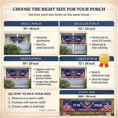 Custom Polyester Outdoor Banner - Personalized America 250th Anniversary Gifts For Mom, Dad, Brother, Sister, Kids - Strong As One