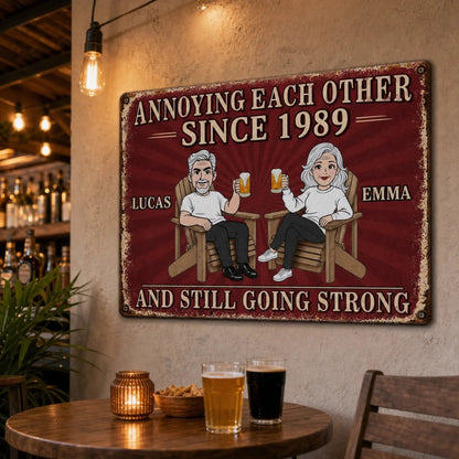 Custom Home Decor Metal Sign - Personalized Anniversary Wedding Gifts For Husband And Wife, Him And Her - Still Driving Each Other Crazy