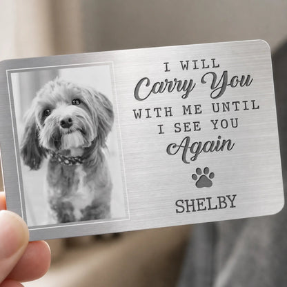 Custom Photo Aluminum Wallet Card - Personalized Pet Memorial Sympathy Gifts For Dogs, Cats - They Lived, They Loved, They Purred