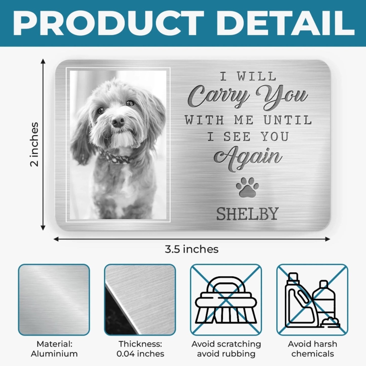 Custom Photo Aluminum Wallet Card - Personalized Pet Memorial Sympathy Gifts For Dogs, Cats - They Lived, They Loved, They Purred