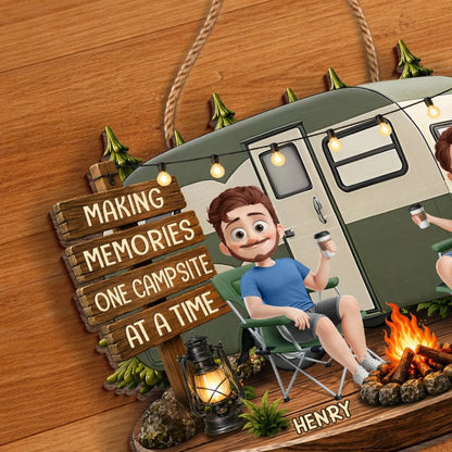 Custom Wood Sign - Personalized Birthday Camping Gifts For Campers, Husband And Wife, Him And Her - Our Favorite Escape Is Together
