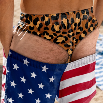 Custom Funny Patriotic Men Swim Trunks - Personalized Birthday Gifts For Husband, Son, Grandson, Brother, Grandpa, Dad, Yourself - Warning Wide Load