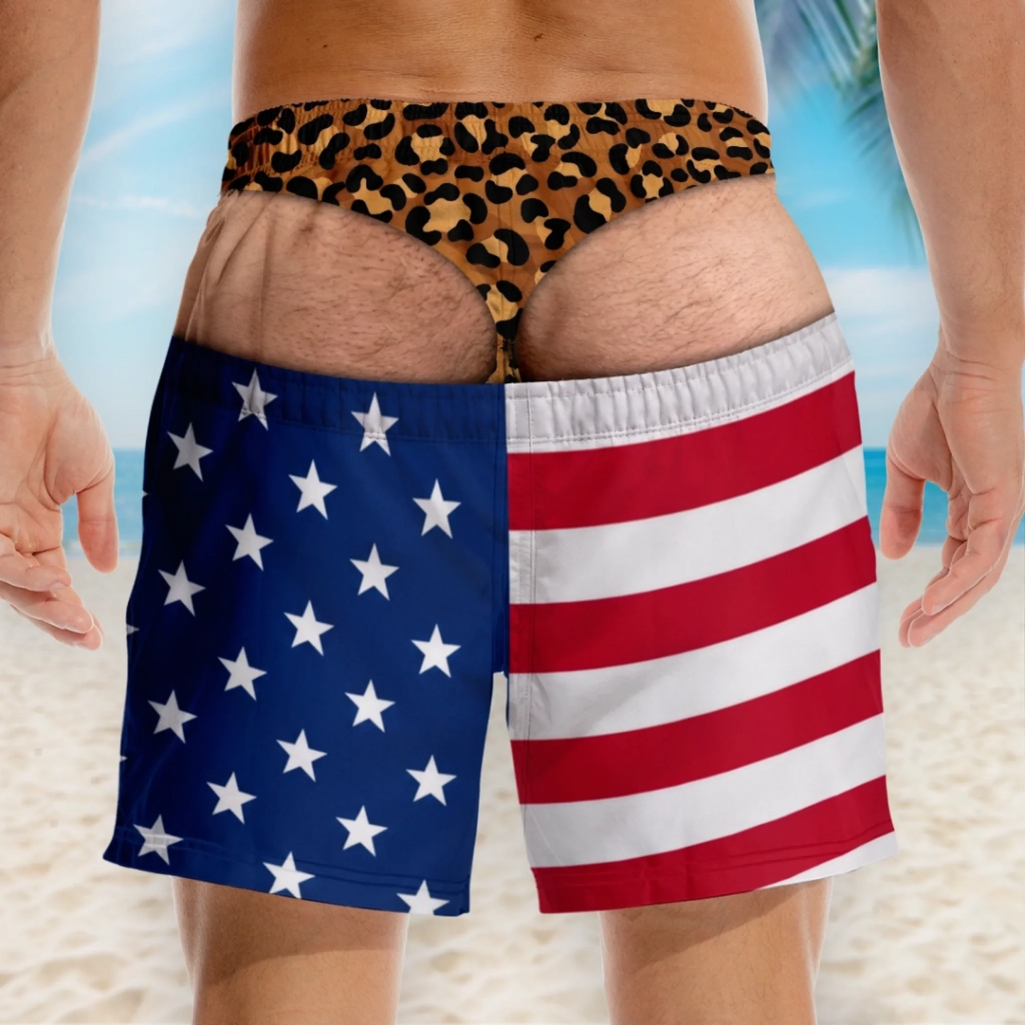 Custom Funny Patriotic Men Swim Trunks - Personalized Birthday Gifts For Husband, Son, Grandson, Brother, Grandpa, Dad, Yourself - Warning Wide Load