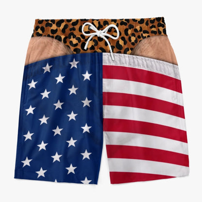 Custom Funny Patriotic Men Swim Trunks - Personalized Birthday Gifts For Husband, Son, Grandson, Brother, Grandpa, Dad, Yourself - Warning Wide Load