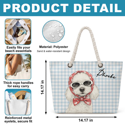 Personalized Pet Beach Tote Bag – Custom Dog & Cat Photo Beach Bag