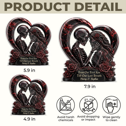 Custom Gothic Skeleton Acrylic Plaque - Personalized Halloween Decor, Anniversary Wedding Gifts For Husband And Wife, Him And Her - Unconditional Dark Love