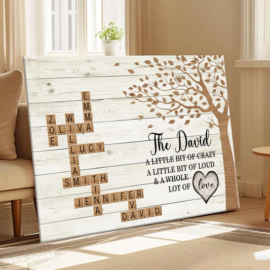 Family Whole Lot Of Love-Personalized Family Crossword Puzzle Framed Canvas Wall Art