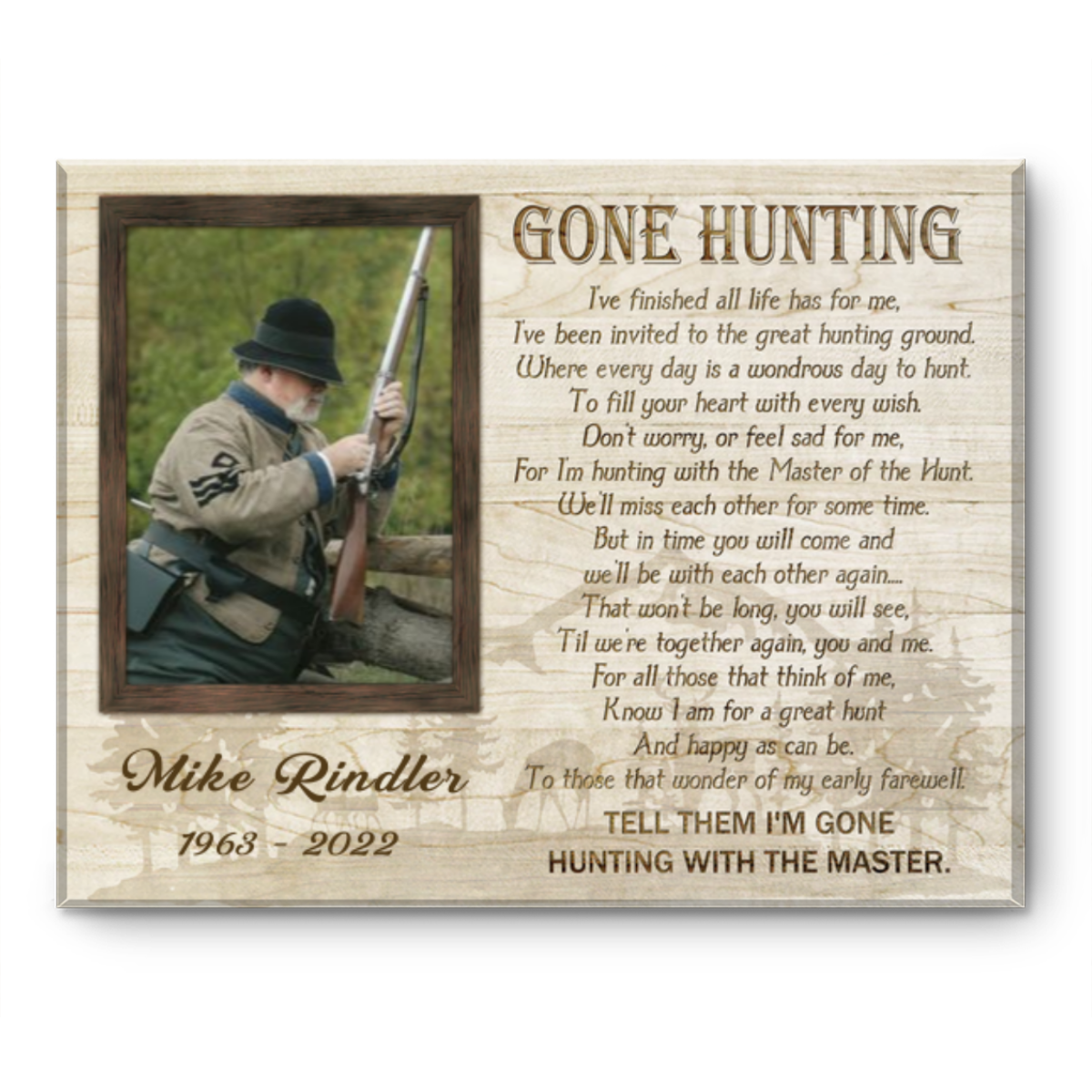 Custom Memorial Wall Art, Sympathy Gift For Loss Of Dad, Gone Hunting Canvas