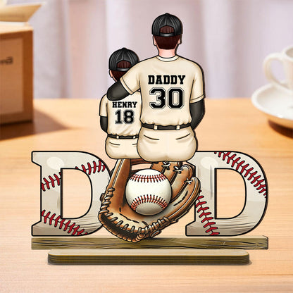 Sports Dad & Kids Personalized 2-Layer Standing Wooden Plaque, Father's Day Gift for Dad, Gift for Husband