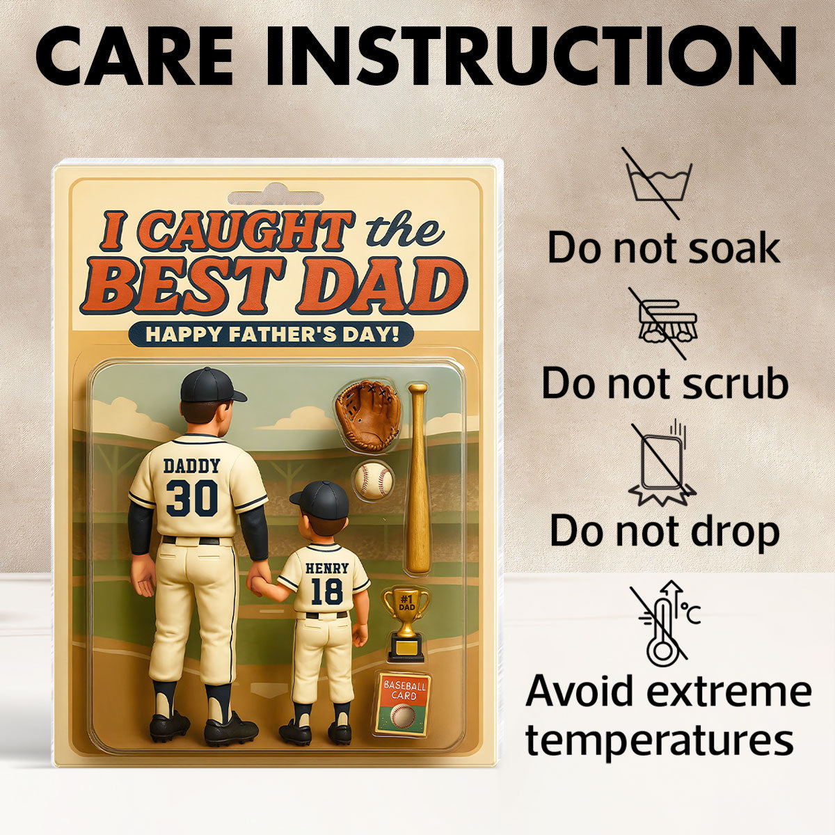 We Caught the Best Dad, Grandpa Baseball Custom Figure - Personalized Acrylic Block Plaque - Gift For Dad, Gift For Husband, Gift For Grandpa