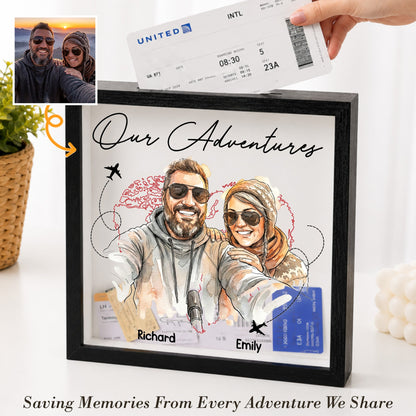 Anniversary Gifts Our Adventures Custom Photo Watercolor - Personalized Memory Box