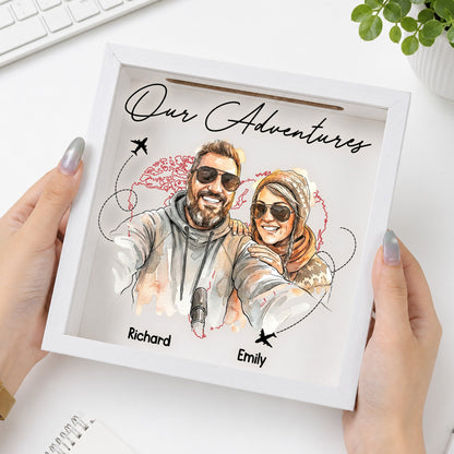 Anniversary Gifts Our Adventures Custom Photo Watercolor - Personalized Memory Box