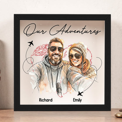 Anniversary Gifts Our Adventures Custom Photo Watercolor - Personalized Memory Box