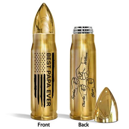 Best Dad Papa Grandpa Ever Fist Bump Outline Nation Flag Independence Day 4th Of July Gift For Husband Father Figures - Personalized Bullet Tumbler - Gift For Husband Dad Grandpa
