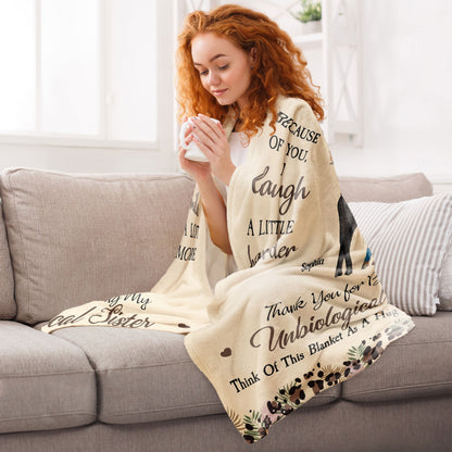 Because Of You, I Laugh A Little Harder - Personalized Blanket - Gift For Friend