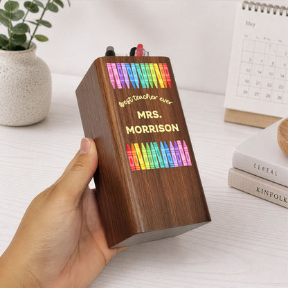 [FREE SHIPPING] Best Teacher Ever - Personalized Pen Holder With Clock