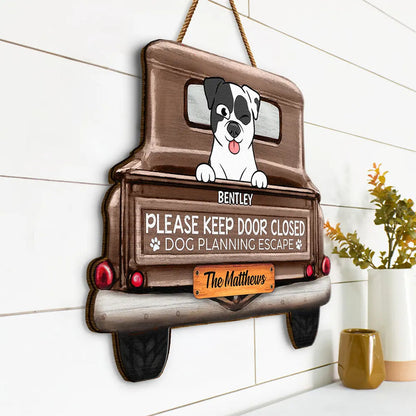 Cats Planning Escape Truck - Personalized Custom Shaped Wood Sign, 4th of July Decor, Gift for Cat Lover