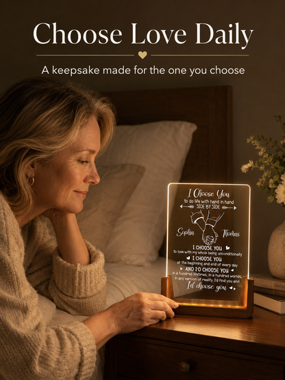 I Choose You - Personalized Night Light, Custom Couple Anniversary Gift for Wife & Husband