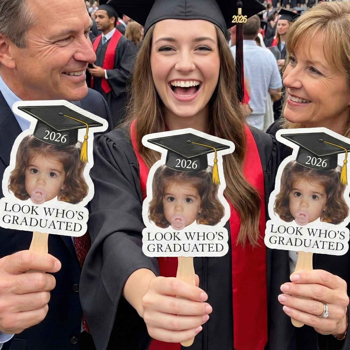 Custom Vintage Childhood Photo Graduation Gift - Personalized Graduation Fan