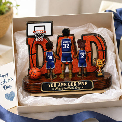 Basketball Dad Legend You Are Our MVP - Personalized 2-Layered Wooden Plaque - Unique Trending 2026 Father's Day Gift For Dad, Husband, Basketball Fans
