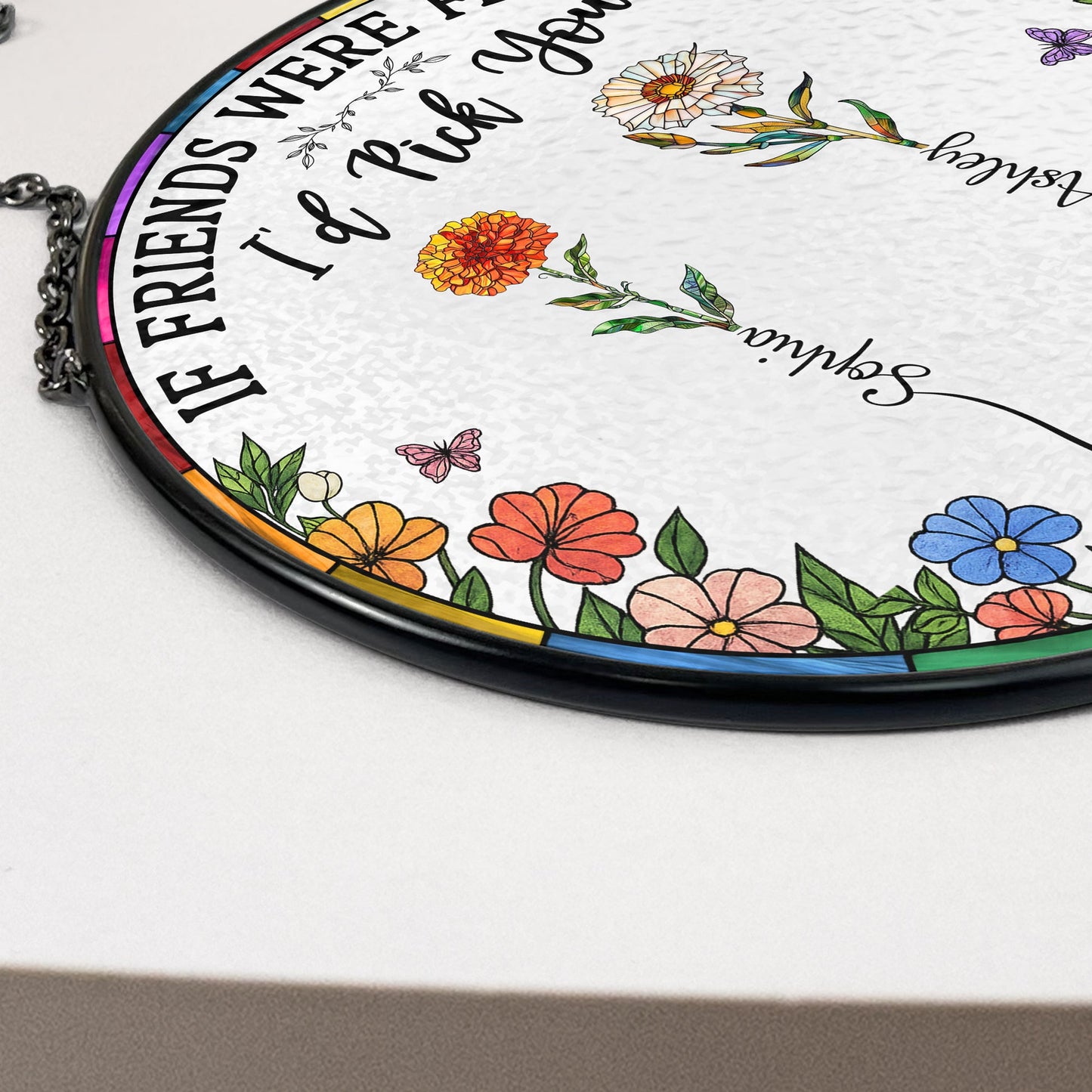 Friend I'd Pick You - Personalized Stained Glass Window Hanging Suncatcher