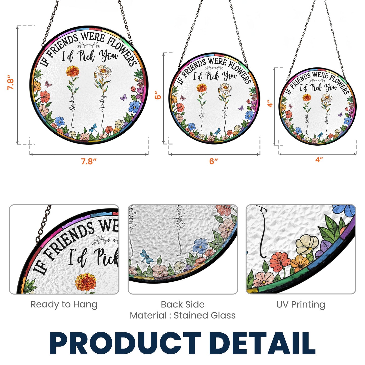 Friend I'd Pick You - Personalized Stained Glass Window Hanging Suncatcher