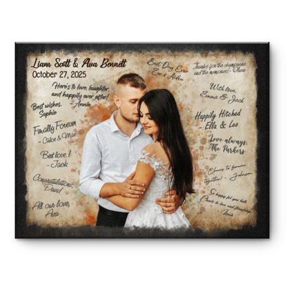 Wedding Guest Book Photo Canvas, Wedding Unique Guest Book, Personalized Wedding Sign, Guests Sign For Bride And Groom, Rustic Wedding Decor, Couple Gift