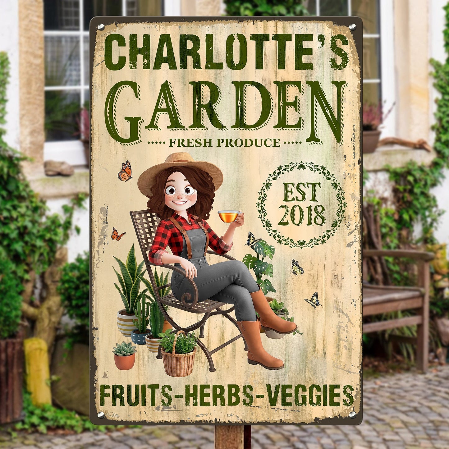 Garden Herbs And Veggie Best Decor Sign - Personalized Metal Sign, Gift for Gardener