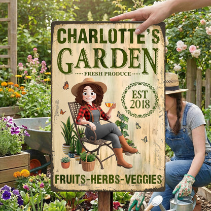 Garden Herbs And Veggie Best Decor Sign - Personalized Metal Sign, Gift for Gardener