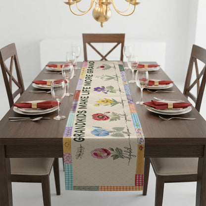 Grandkids Make Life More Grand - Personalized Table Runner, Gift for Grandma