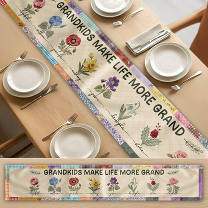 Grandkids Make Life More Grand - Personalized Table Runner, Gift for Grandma