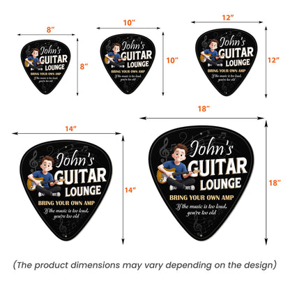 Guitar Lounge - Personalized Metal Sign, Gift for Guitar Lover, Man Cave Home Decor