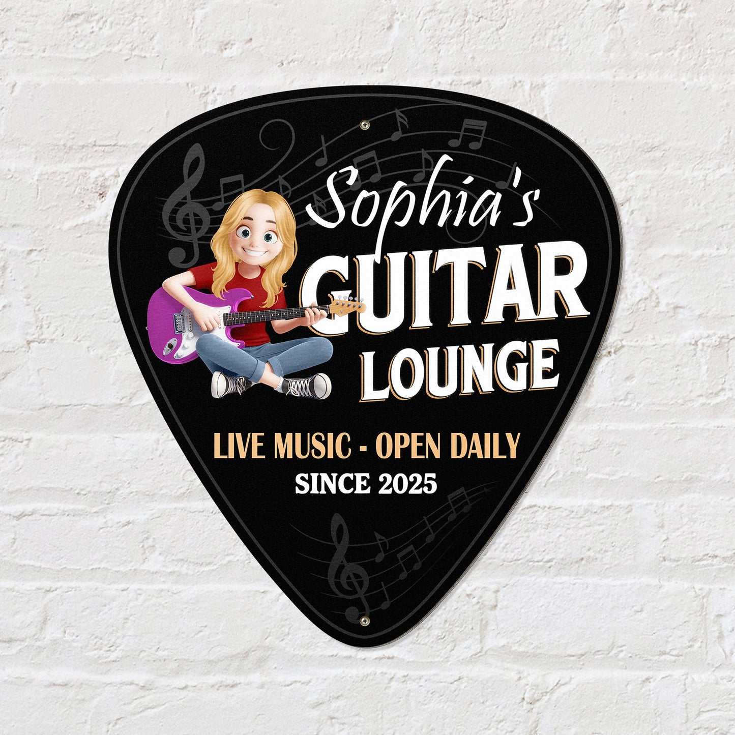Guitar Lounge - Personalized Metal Sign, Gift for Guitar Lover, Man Cave Home Decor