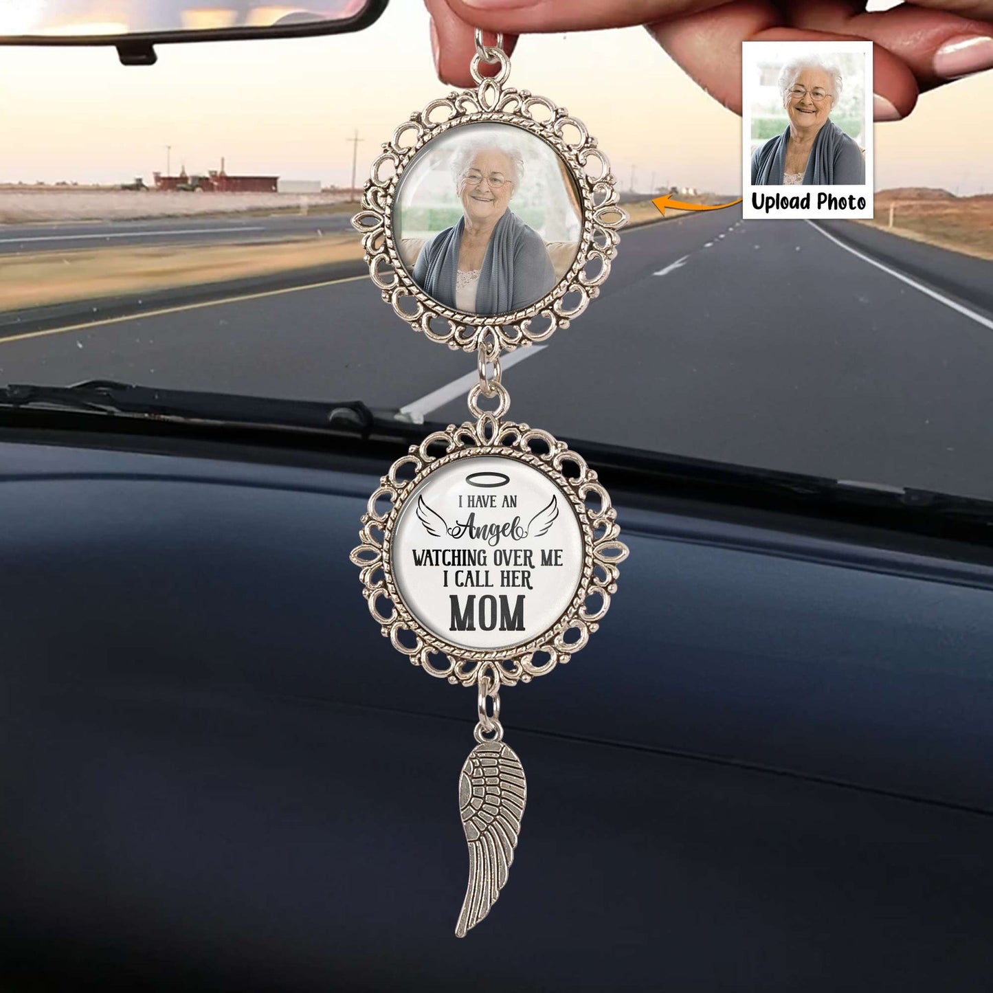 I Have An Angel Watching Over Me - Personalized Photo Car Ornament, Gift for Loss of Mom
