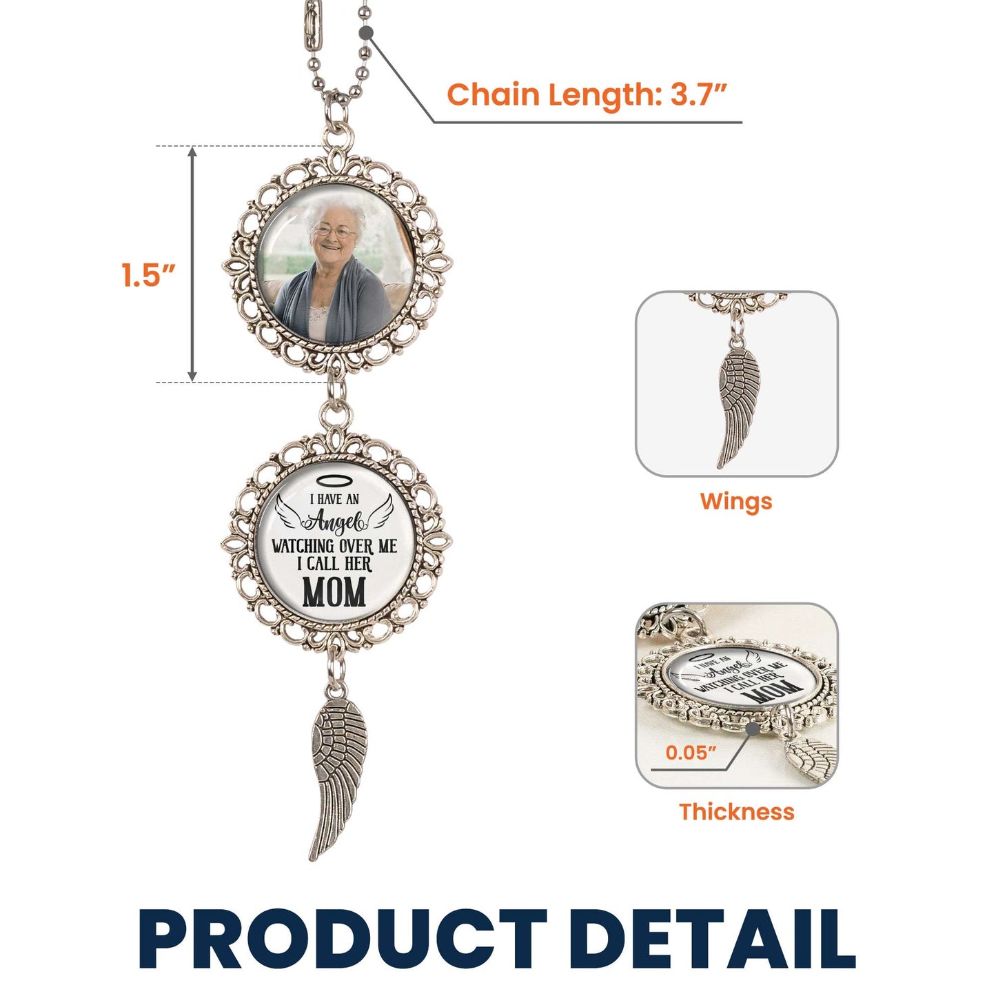 I Have An Angel Watching Over Me - Personalized Photo Car Ornament, Gift for Loss of Mom