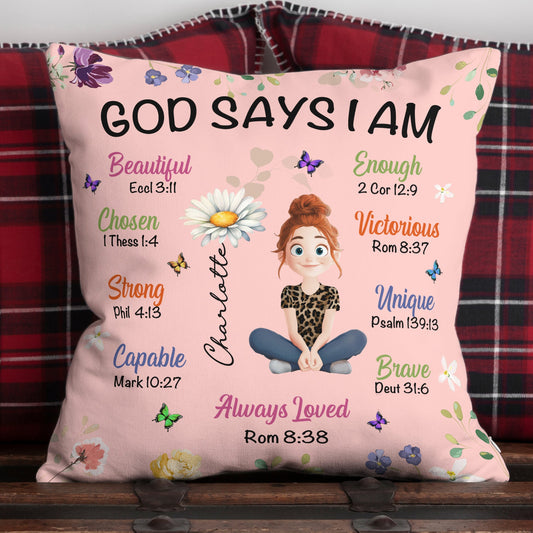 Kid Birth Flower God Says I Am - Personalized Pillow (Insert Included)