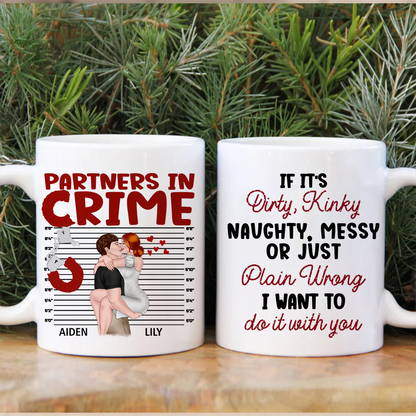 Partners In Crime Leopard Ceramic Mug, Make Love Kissing Couple Personalized Coffee Mug, Gift for Wife & Husband